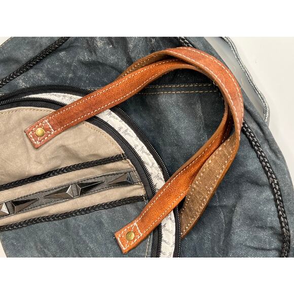 NWT Mona B. Fold-Over Upcycled Gia Canvas Tote Bag with Vegan Leather Trim - Picture 4 of 6